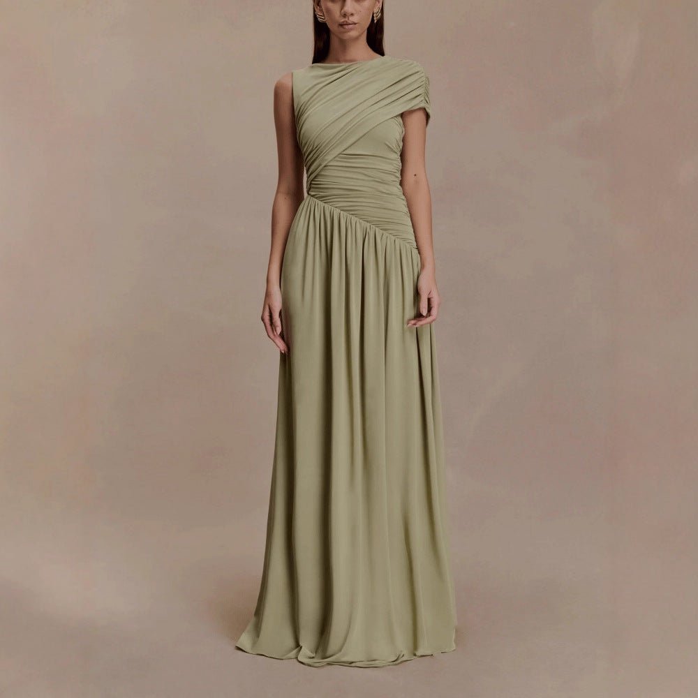 Robe Maxi Asymétrique Drapée (MS352)