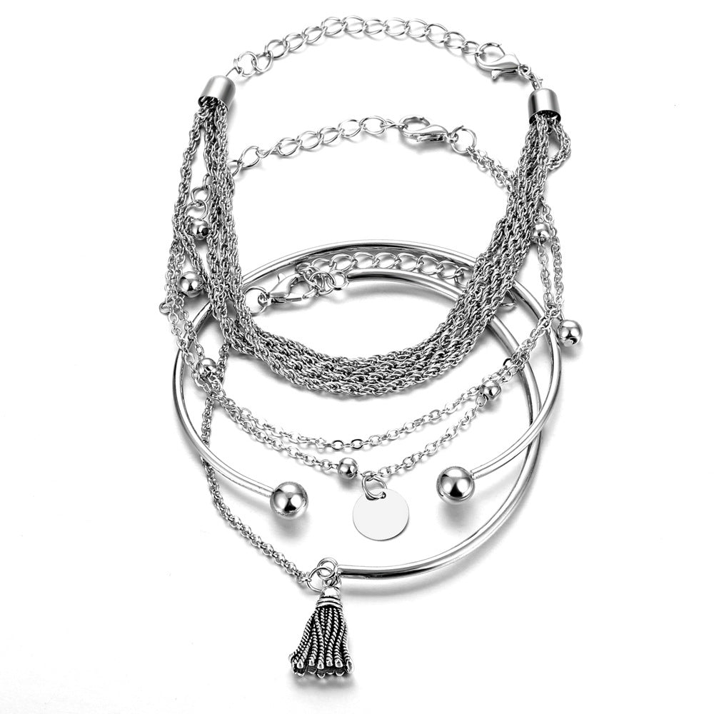 Bracelet à pampilles brillant argenté (MAC204)