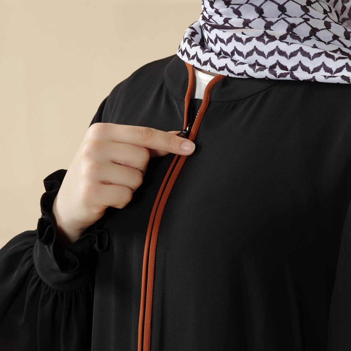Abaya pull-over modeste avec broderie palestinienne, robe maxi élégante à manches froncées (MA141)