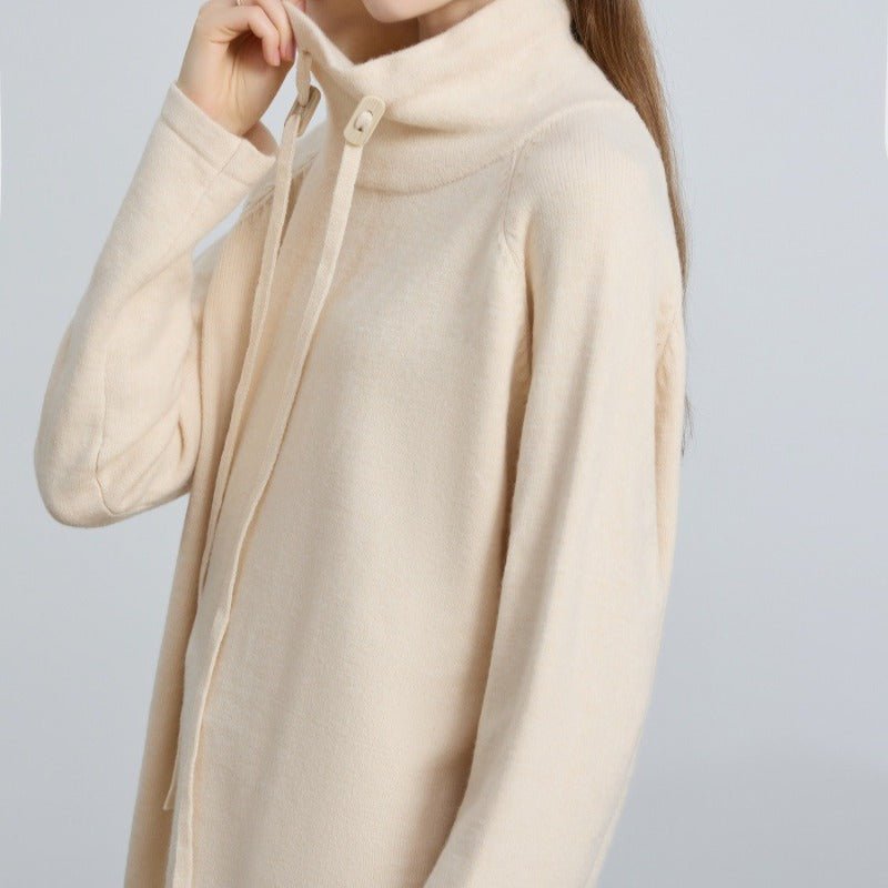 Pull en maille élégant demi-col roulé avec cordon de serrage | Haut style pull-over polyvalent (MS120)