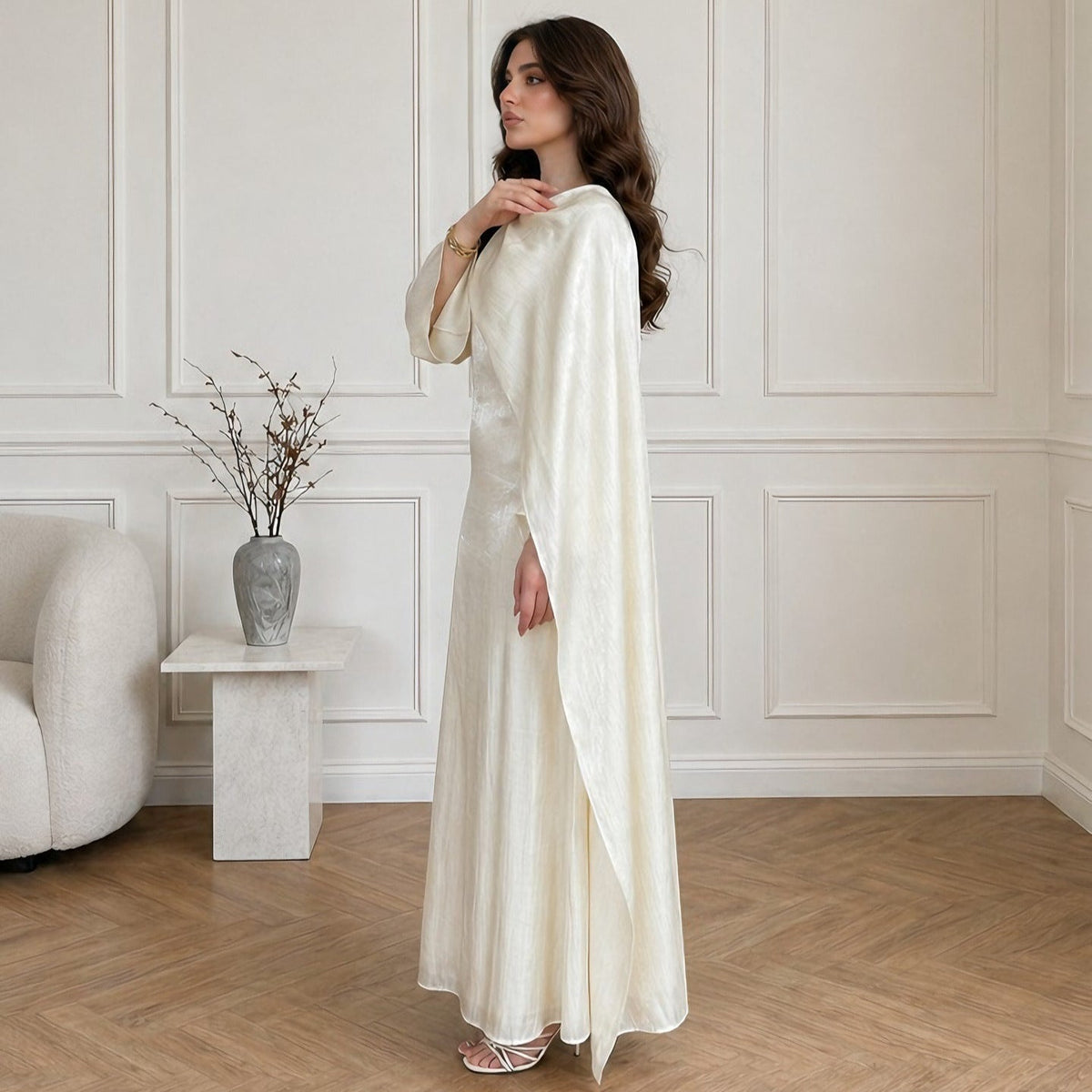 Robe Maxi à Manches Cape (MS502)