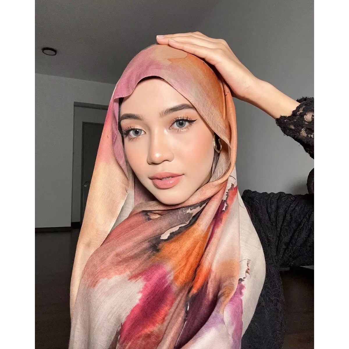 Hijab Imprimé Floral Aquarelle (MH103)
