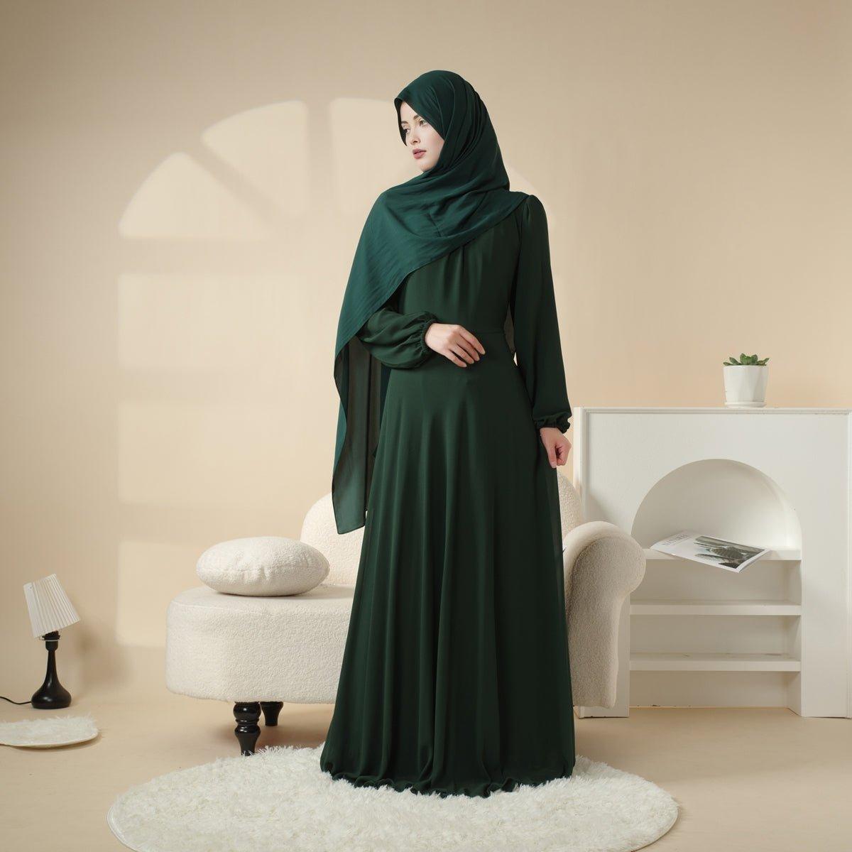 Abaya à ourlet large avec design en mousseline double couche (MA022)