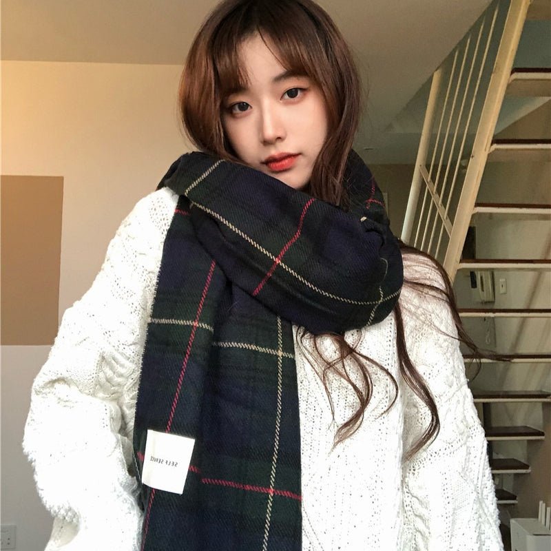 Écharpe à carreaux douce et chaude, polyvalente, avec franges (MAC333)