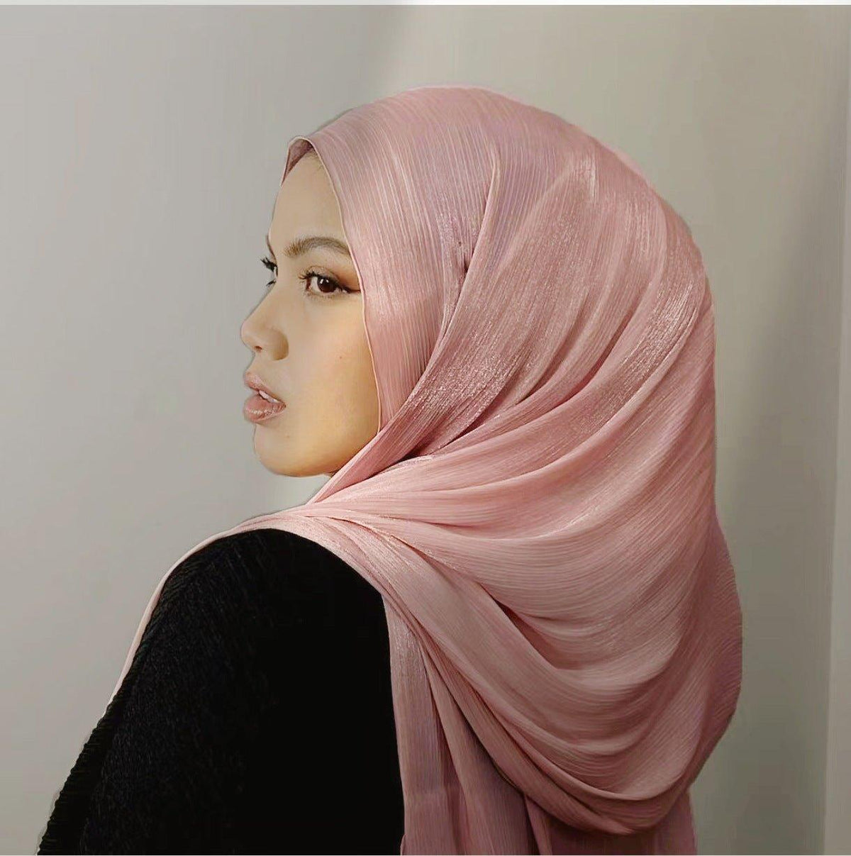 Hijab Long en Satin Uni Fin Couleur Unie (MH051)