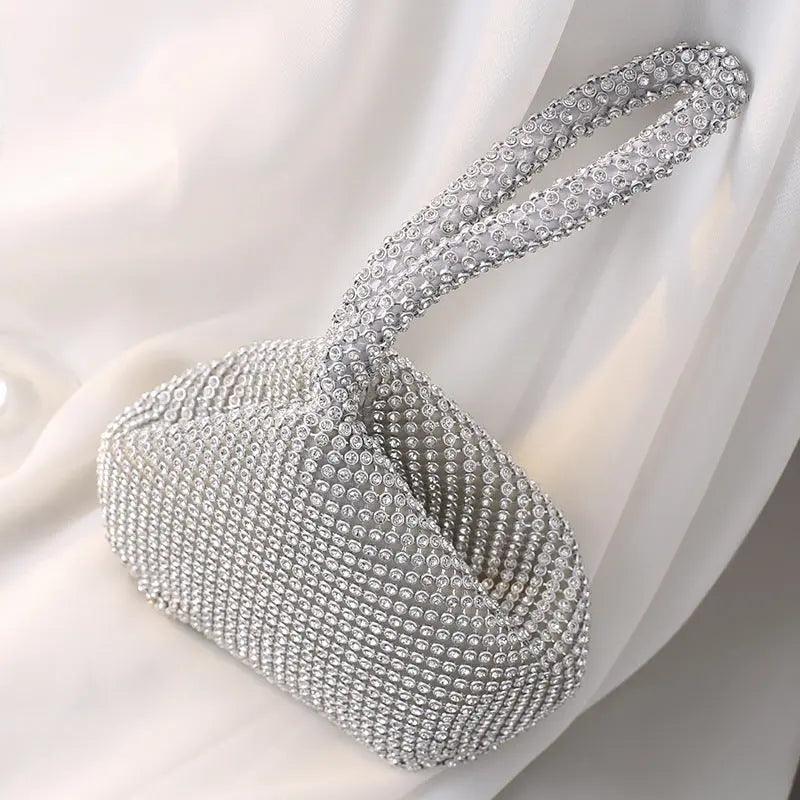 Sac à main MAC057 avec strass, forme cœur, brillant, fait main, petit sac de soirée