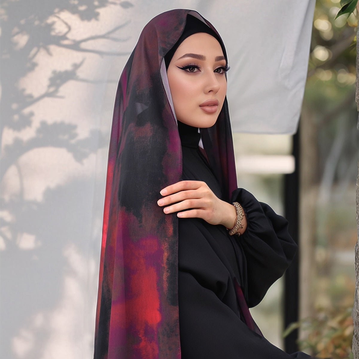 Hijab Imprimé Éthéré Aquarelle Artistique (MH176)