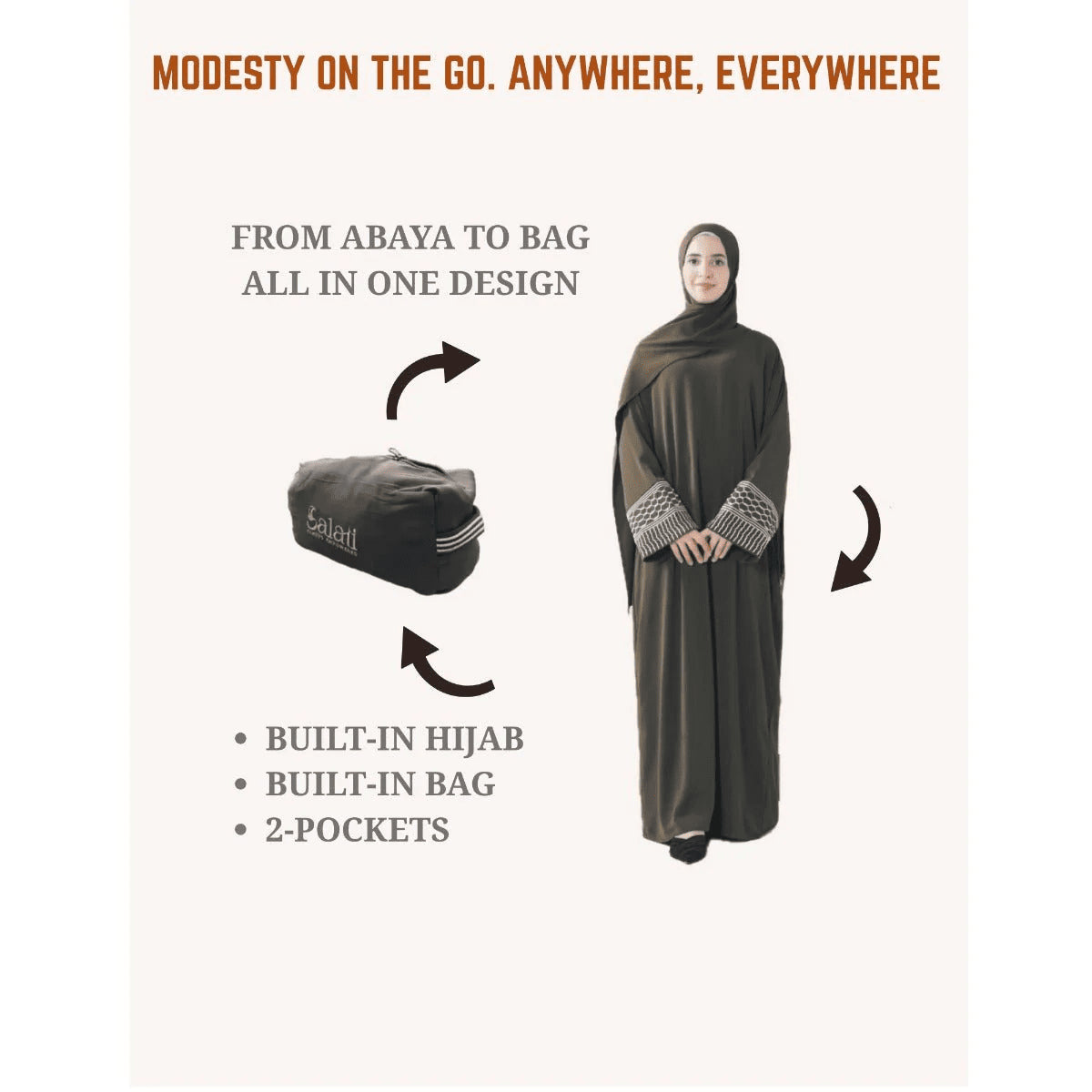 Robe Abaya Foulard de Poche Portable - Pièce d'Archive - MP042 (Taille Unique uniquement)
