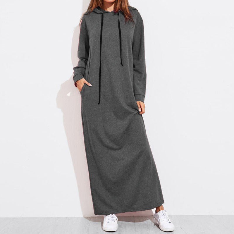 Robe Maxi Confortable à Capuche avec Cordon de Serrage | Robe en Fibre d'Alcool Polyvinylique à Manches Longues avec Poches (MS119)