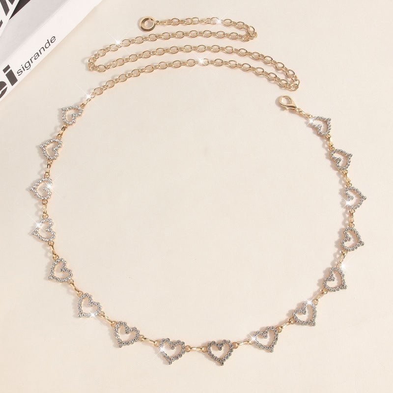 Chaîne de taille cœur en strass | Ceinture chaîne corporelle en cristal (MAC361)