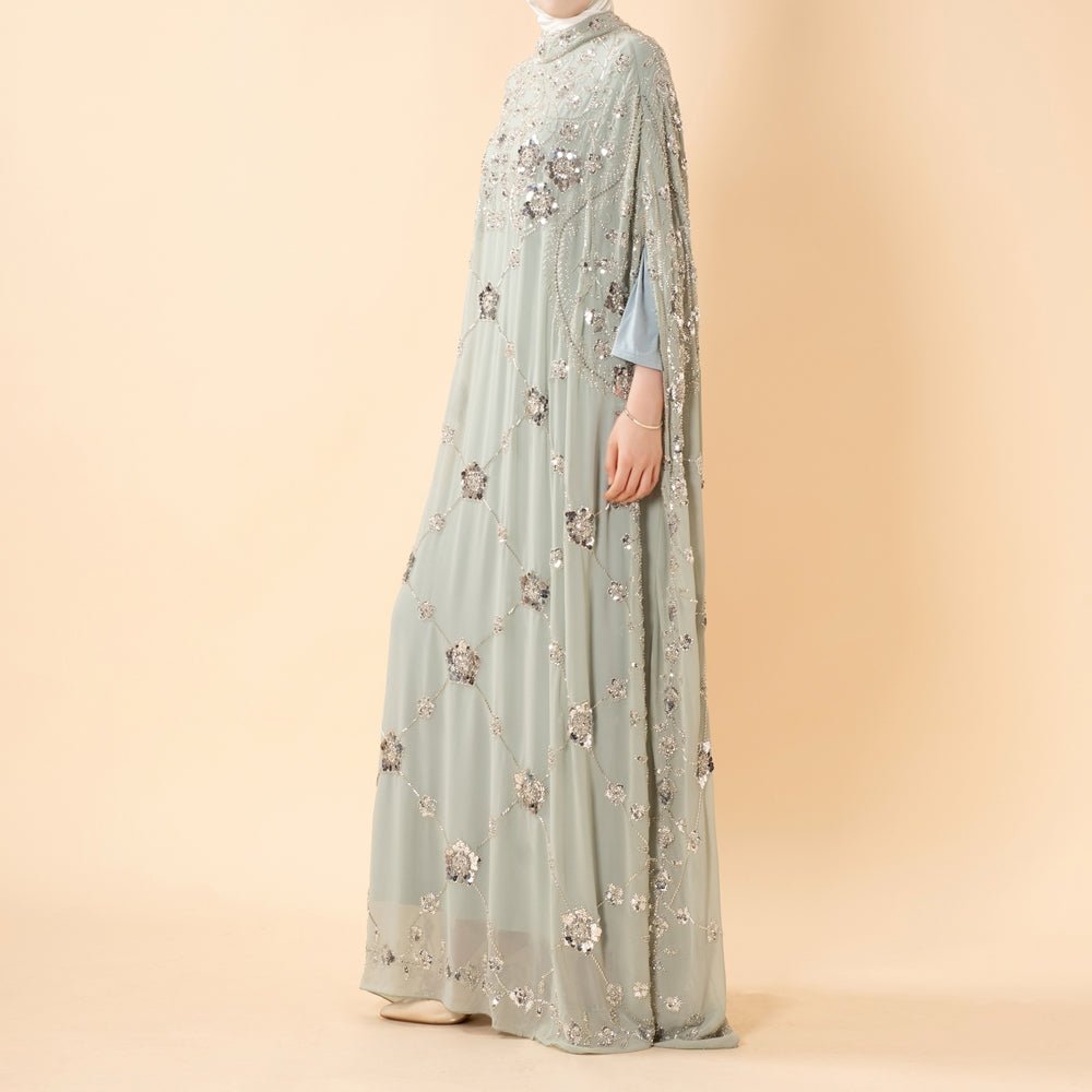 Abaya Batwing Brodée de Paillettes (MA454)