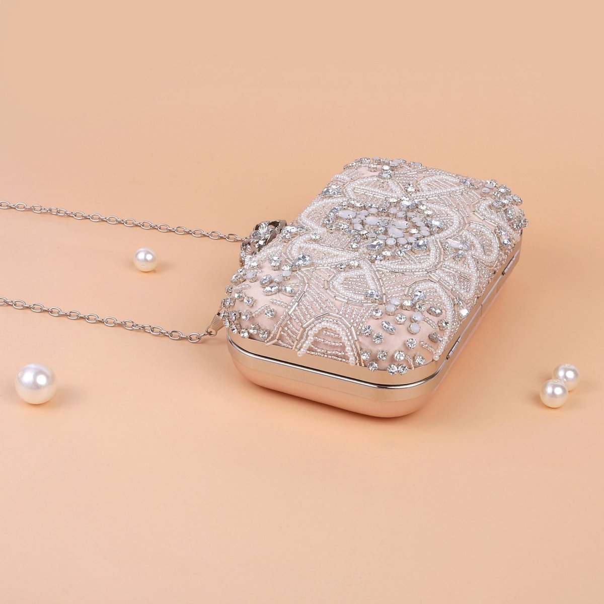 Pochette de soirée perlée ornée de diamants (MAC302)