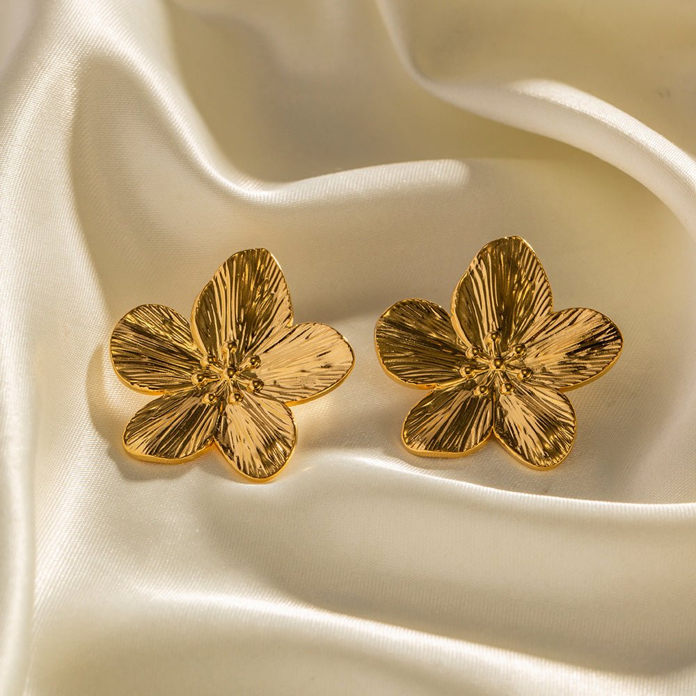 Boucles d'oreilles MAC170 à fleur en alliage, style rétro simple