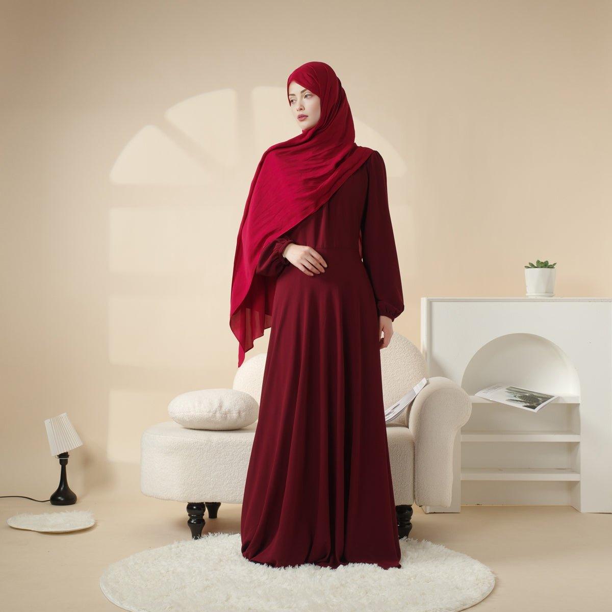 Robe en Mousseline à Col Bretelles Double Couche (MA015)