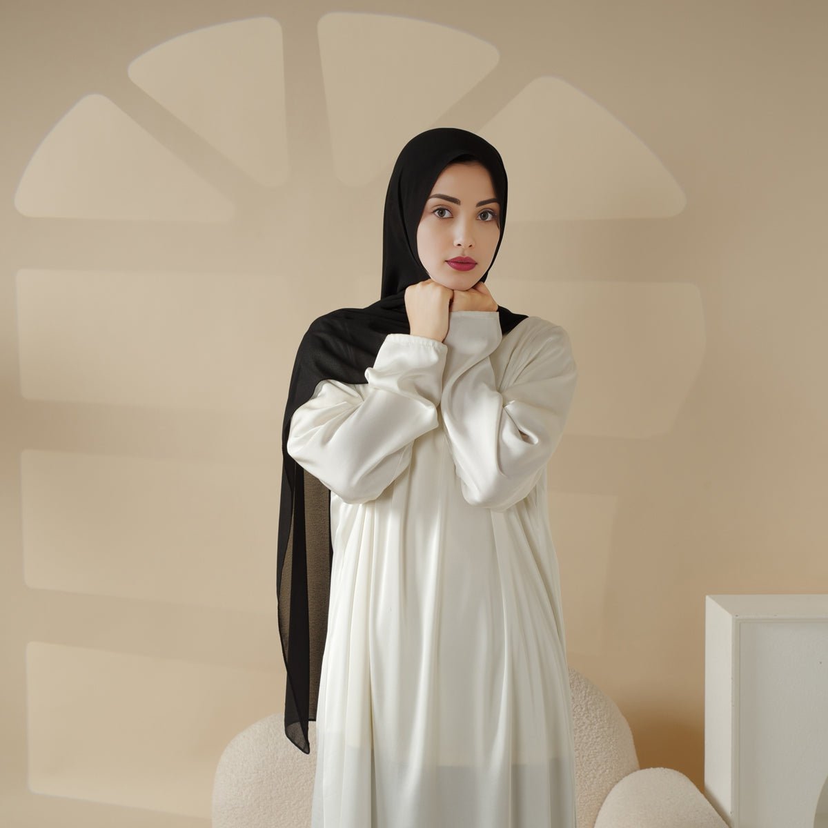 Châle en mousseline uni, Hijab en mousseline extra-fine (MH067)