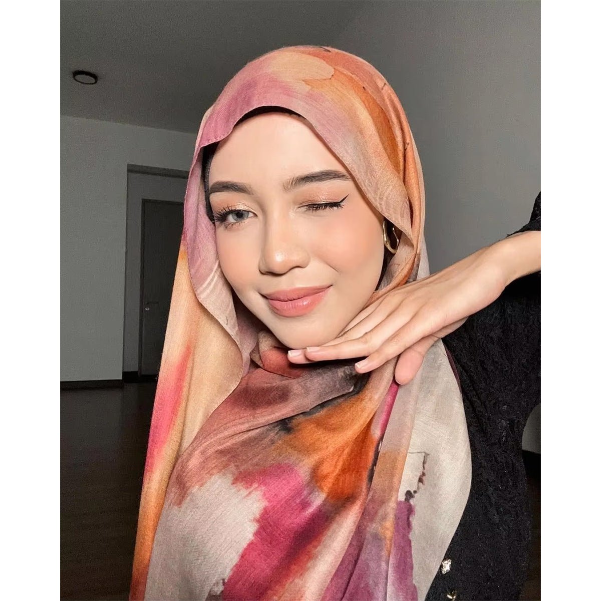 Hijab Imprimé Floral Aquarelle (MH103)