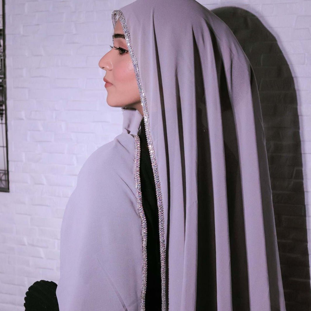 Hijab en Mousseline Bordé de Diamants (MH087)