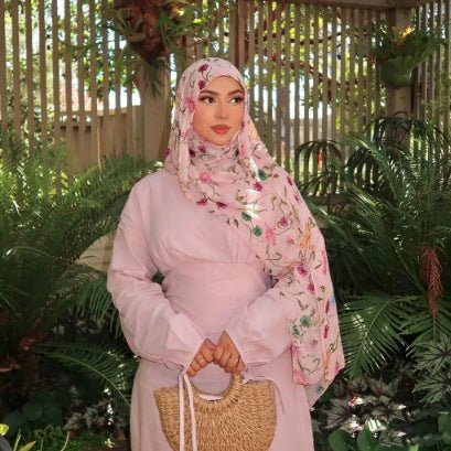 Foulard Hijab Imprimé Floral Poly-Coton (MH233)