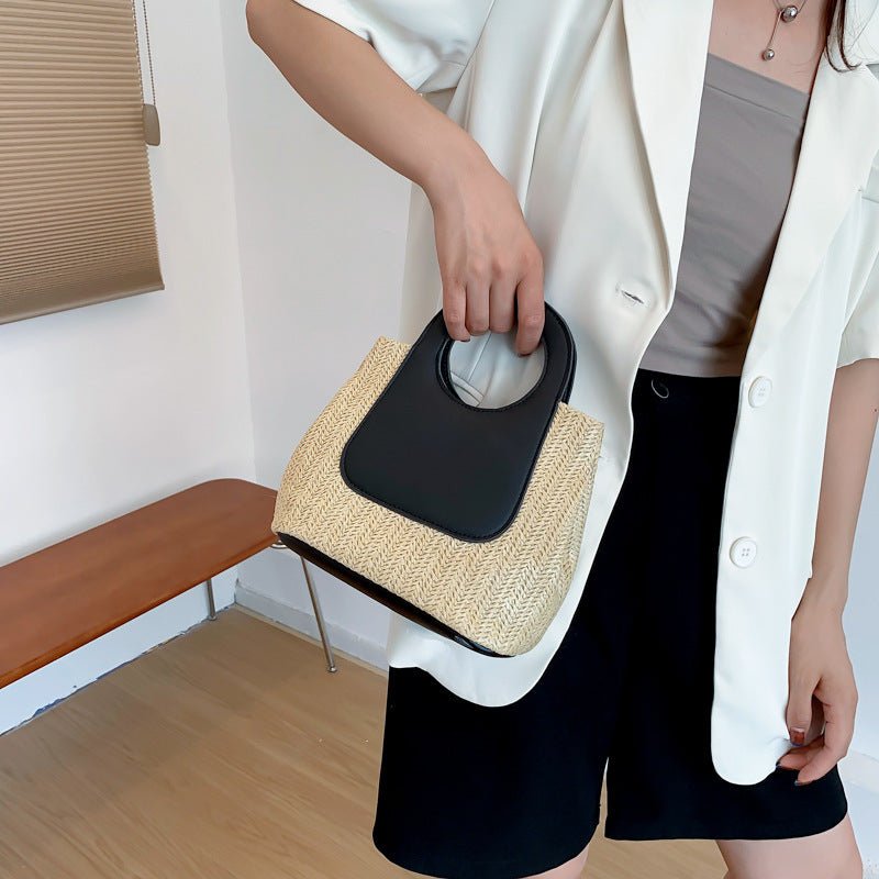 Sac à poignée tissée contraste été (MAC467)