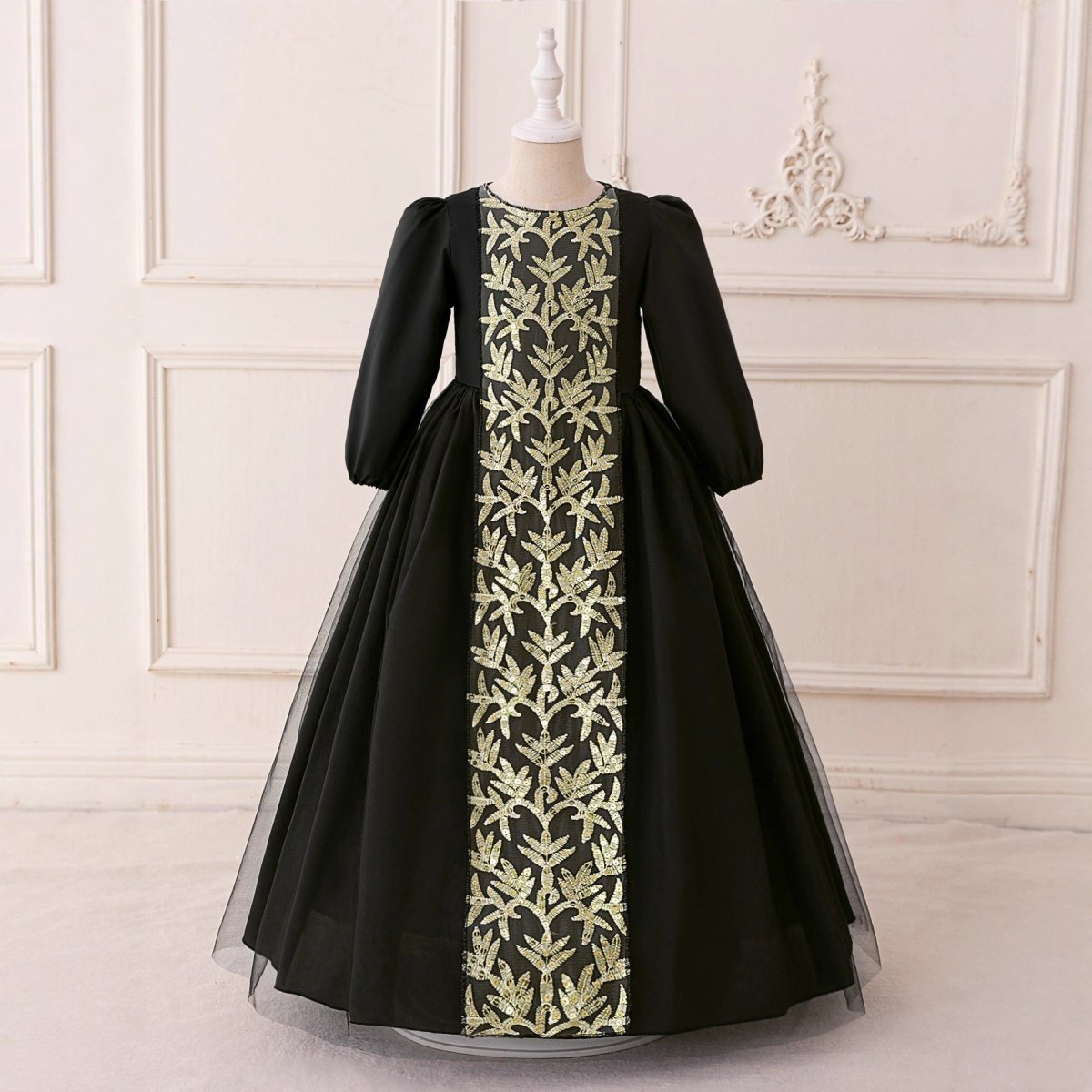 Robe Princesse Brodée pour Fillette avec Surjupe en Tulle (MKG022)
