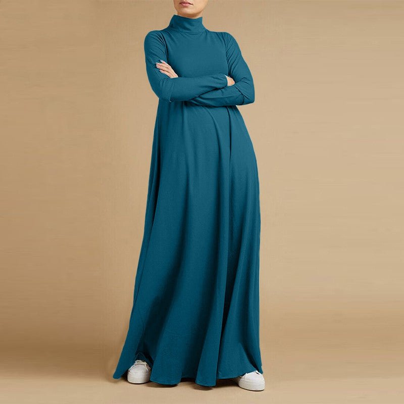 Abaya Modeste Col Montant | Abaya Longue à Manches Longues Unie avec Col Montant (MA102)