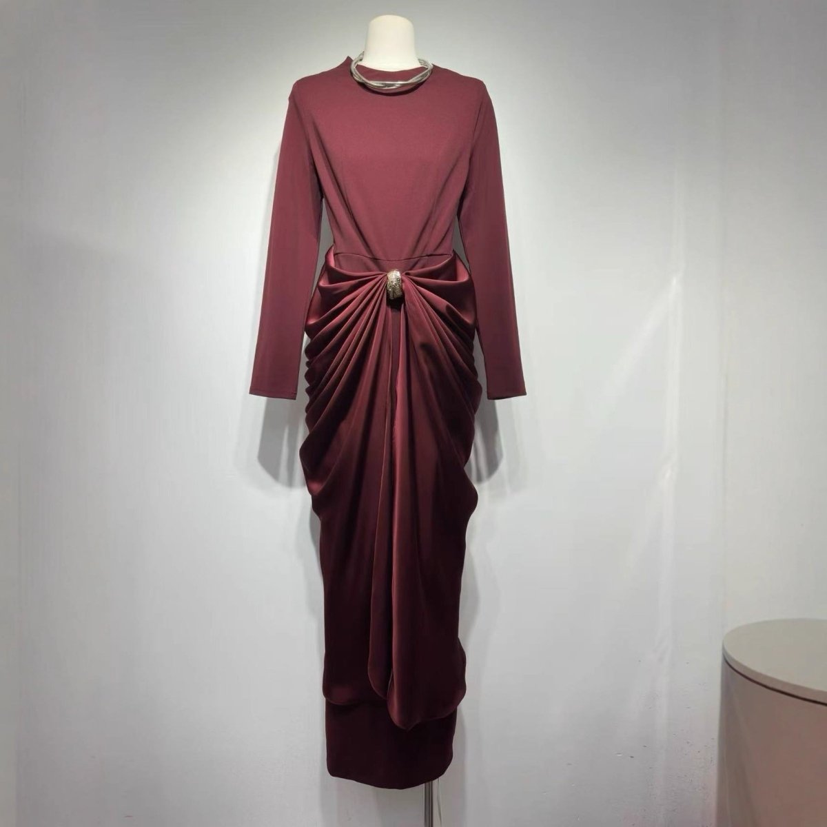 Robe Maxi en Jersey Drapé (MS386)