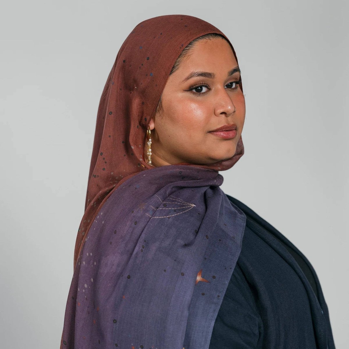 Foulard Hijab Ombré à Imprimé Soleil Céleste & Galaxie (MH242)