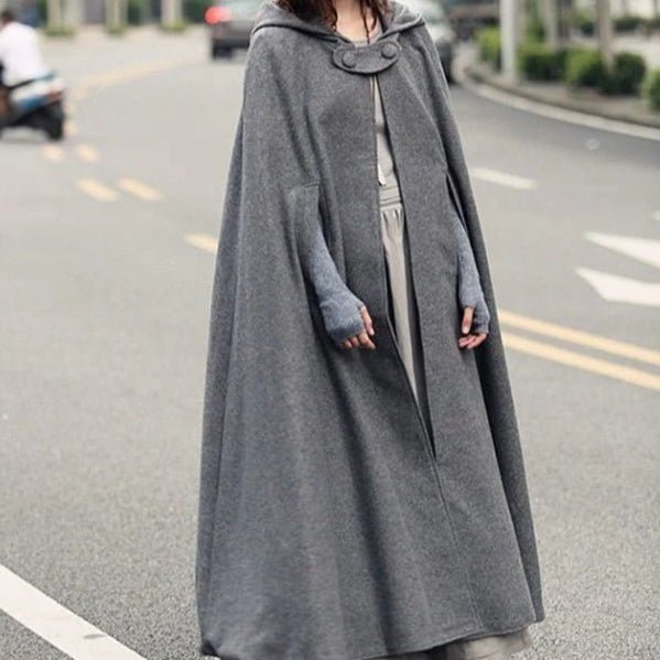 Manteau Cape Longue à Capuche et Châle | Poncho Châle à Capuche Polyvalent en 5 Couleurs (MOA088)