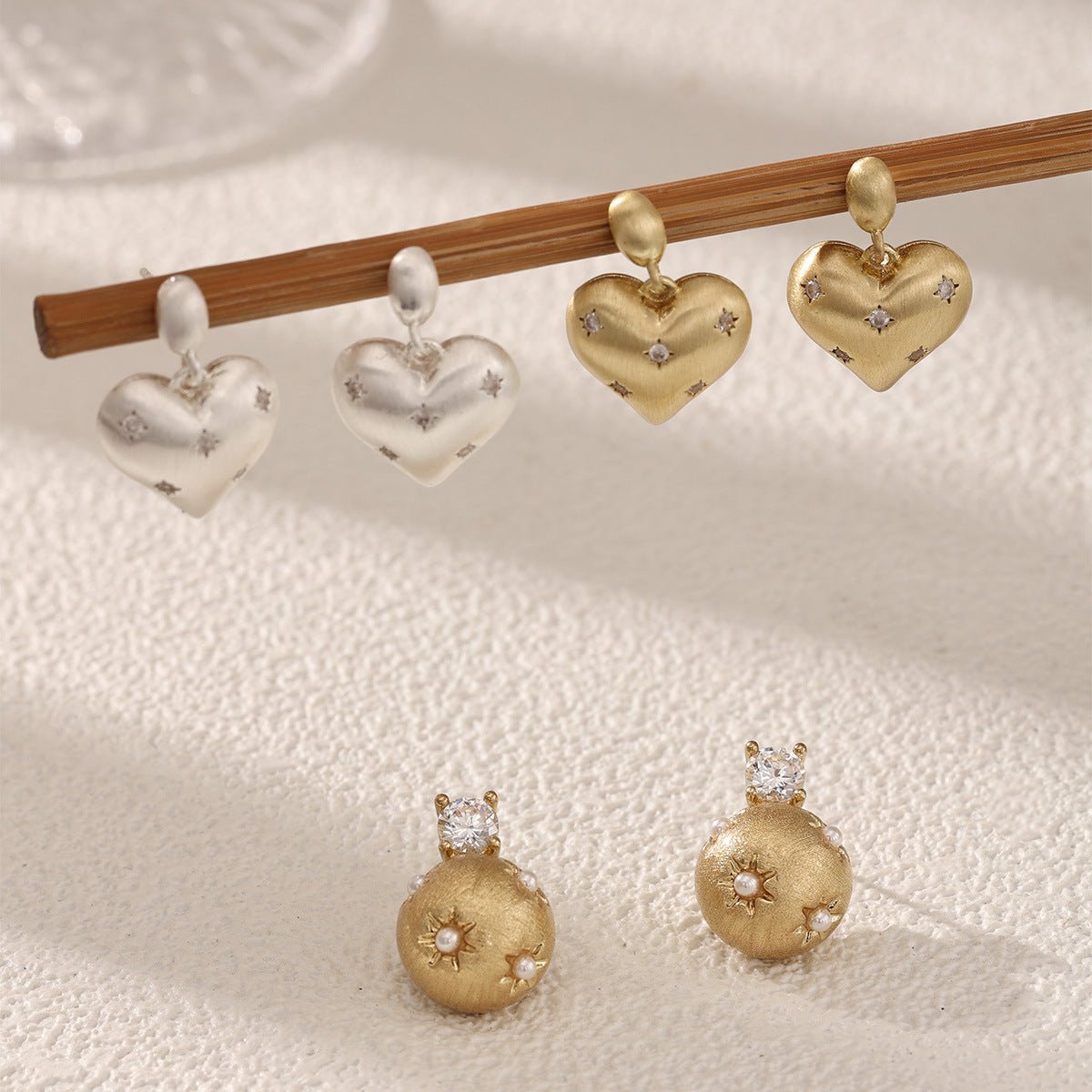 Boucles d'oreilles Cœur Brossé Élégant (MAC460)