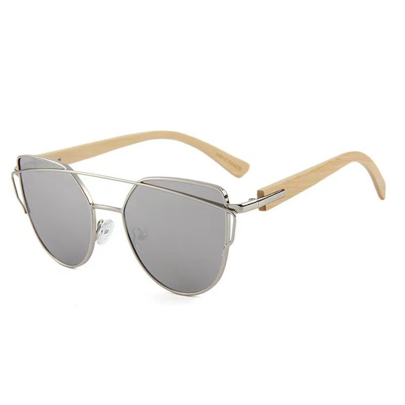 Lunettes de soleil MAC169 tendance à monture métallique œil-de-chat et branches BamboTemple