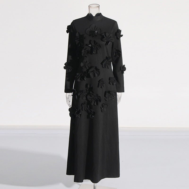 Robe Maxi à Appliqué Floral 3D (MS356)