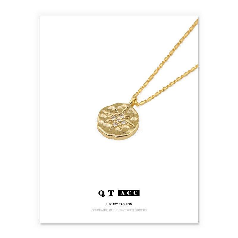 MAC084 Collier pendentif North Star à bouton médaille