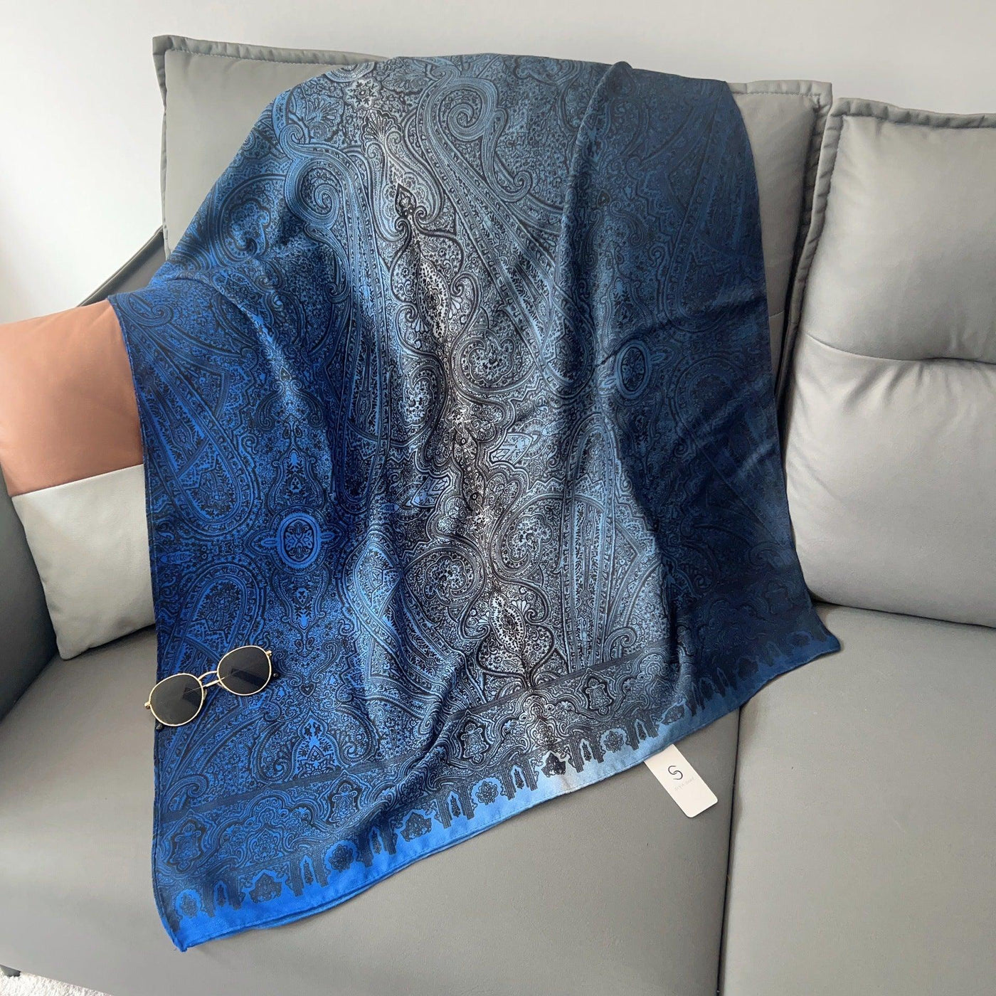 MH058 Hijab fin en coton et lin imprimé motif noix de cajou