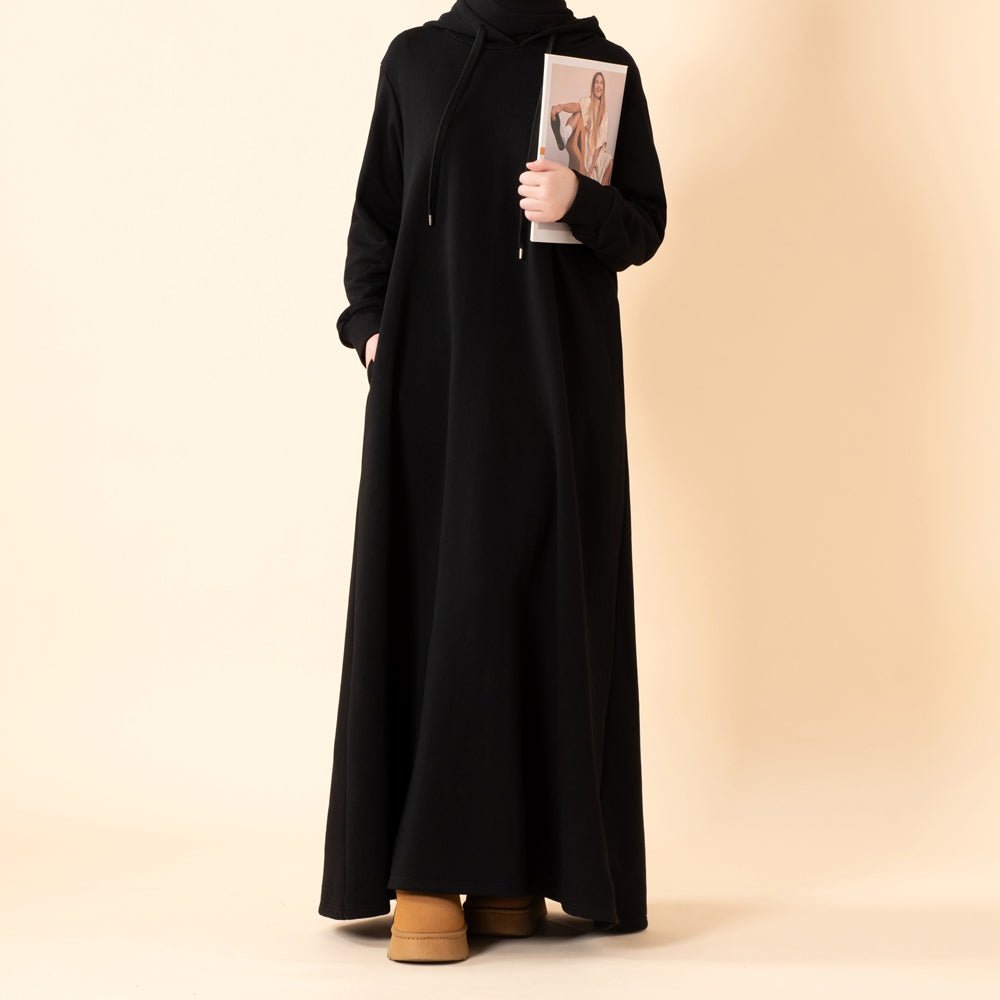 Abaya sweat à capuche en French Terry avec poches (MA340)
