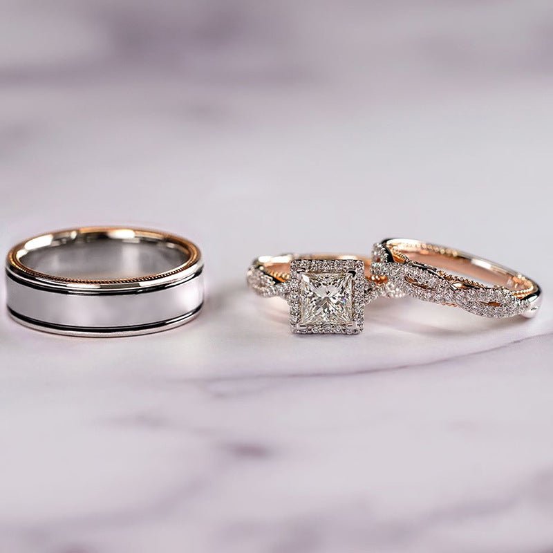 Bague de fiançailles de luxe MAC175 en zircon étincelant, or rose