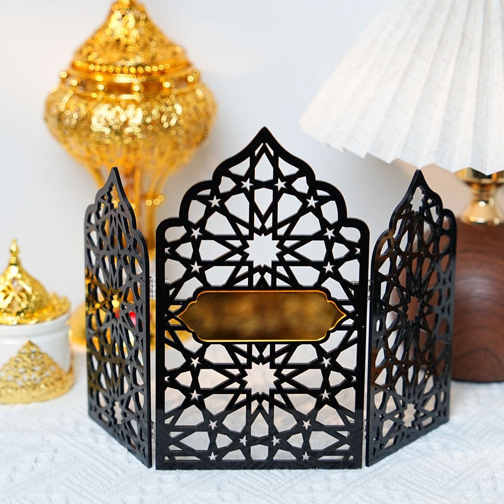 Paravent Pliant en Acrylique Islamique à Motif Ajouré - Décoration de Bureau (MAC402)