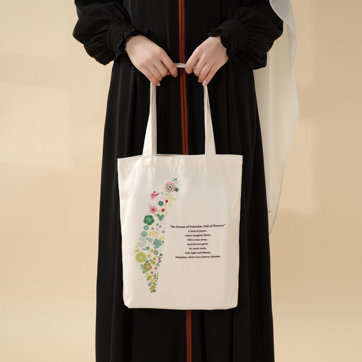 Sac Tote Floral Palestine – L'Amour Fleurit pour Toujours (MAC236)