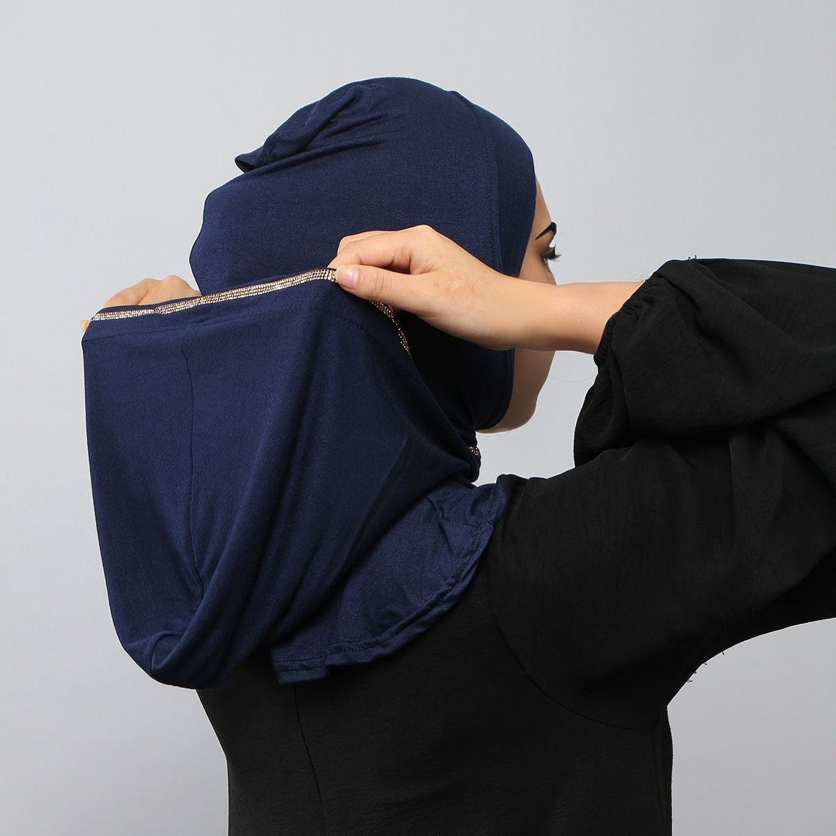 Crystal Trim Instant Hijab Cap(MH256)