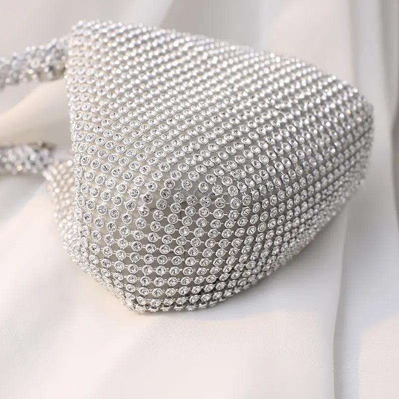 Sac à main MAC057 avec strass, forme cœur, brillant, fait main, petit sac de soirée