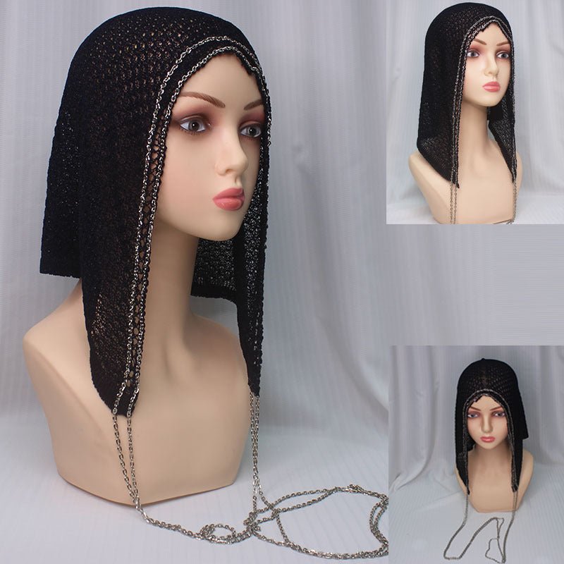 Bonnet Hijab à Chaîne | Cagoule Étincelante en Maille avec Chaînes (MAC375)