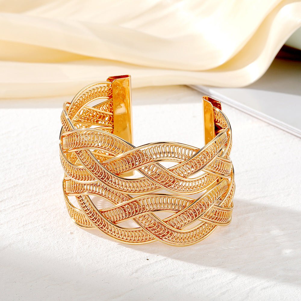 Bracelet large en maille tressée en alliage réglable (MAC208)