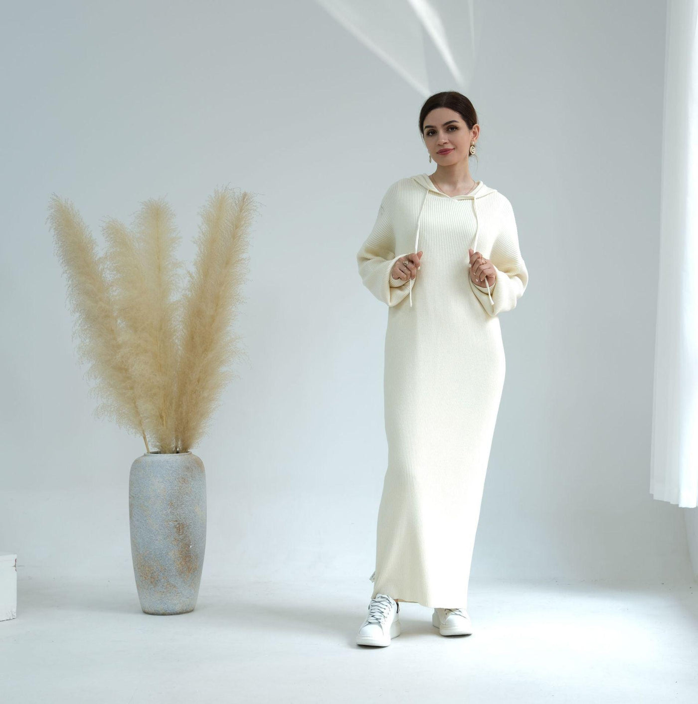 Robe pull en maille épaissie MS027, coupe ample pour l'hiver