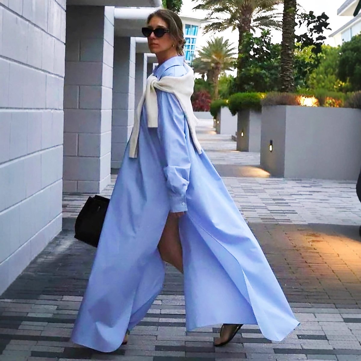 Robe-chemise oversize avec fentes latérales (MS332)