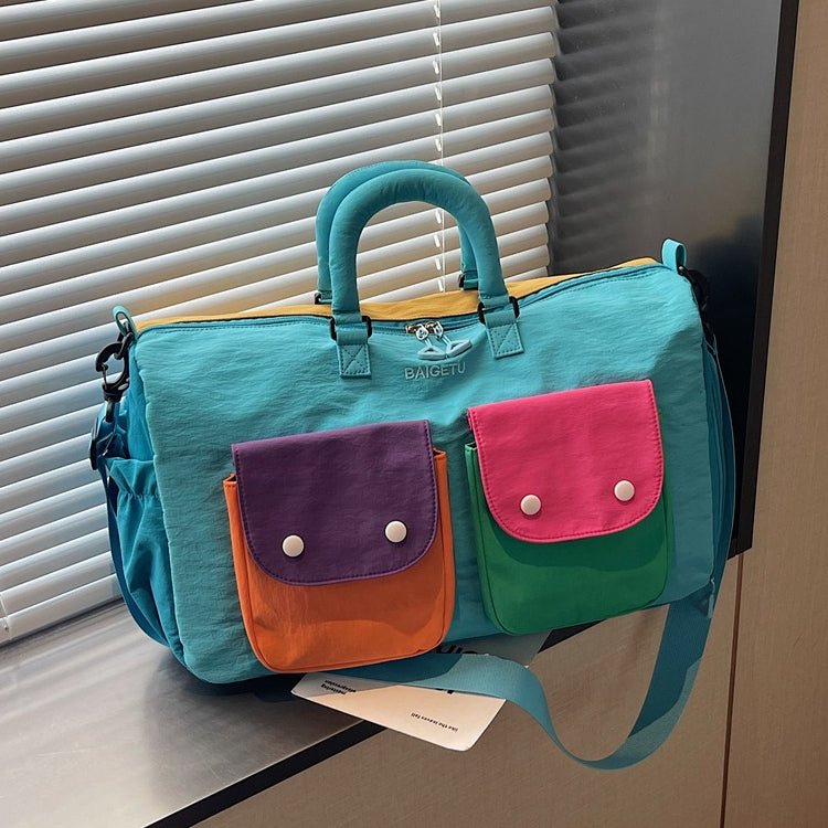 Sac de Voyage Colorblock - Sac Weekender Léger à Main avec Bandoulière et Poches Extérieures (MAC480)