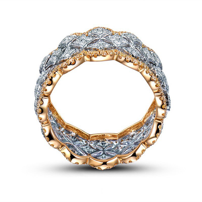 Bague Style Palace « Étoile Éblouissante » en Dentelle Nid d'Abeille (MAC194)