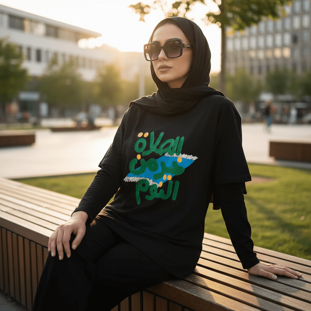 T-shirt à manches courtes au design artistique islamique (MS182)