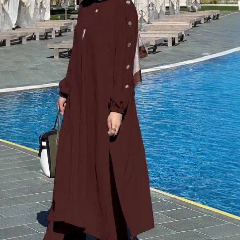 Abaya Maxi Manches Bouffantes Texturées (MS526)