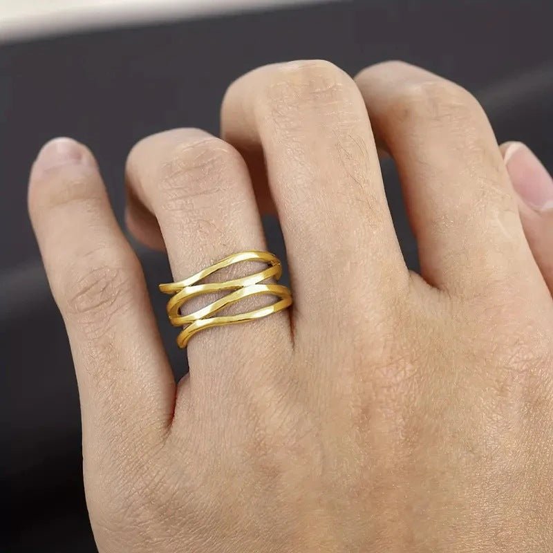 Bague ajourée MAC166 à lignes géométriques simples