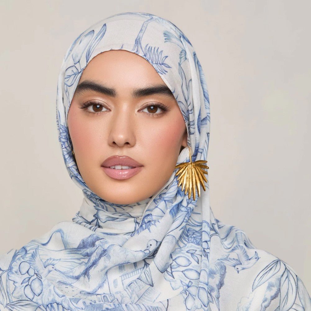 Foulard Hijab Imprimé Aquarelle Polyvalent, Doux et Respirant (MH165)