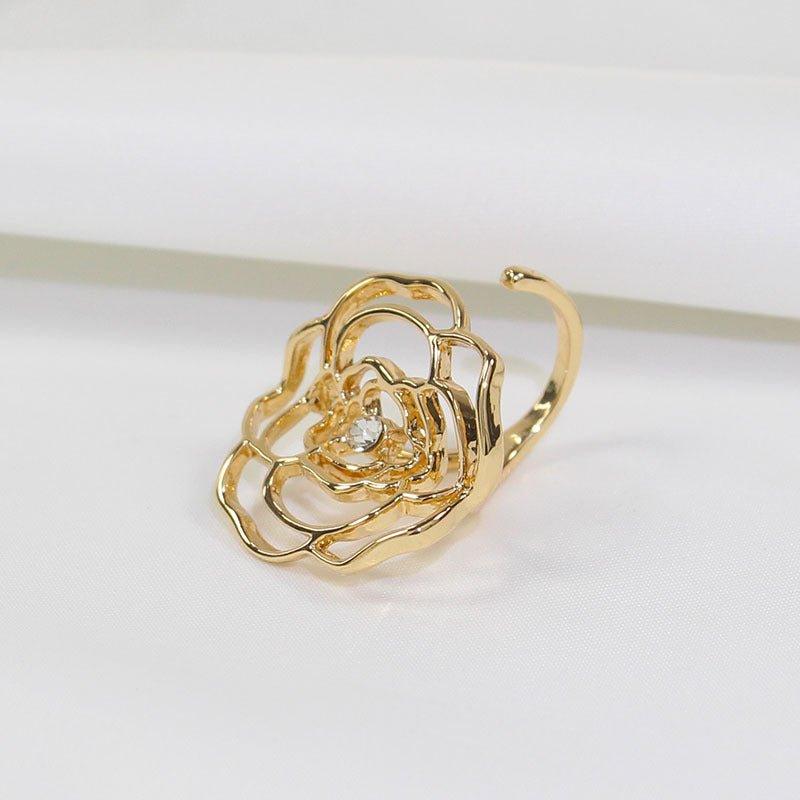 Bague MAC046 Camélia Ajouré Ajustable avec Diamants